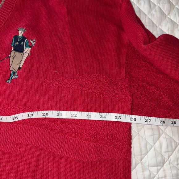 Vintage Isle of Cotton Golf Sweater XL Red Knit Made in USA V-Neck Golfer - Picture 5 of 6